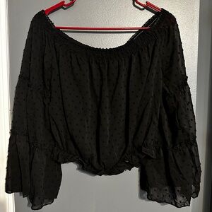 Chic Black Off-Shoulder Women's Blouse